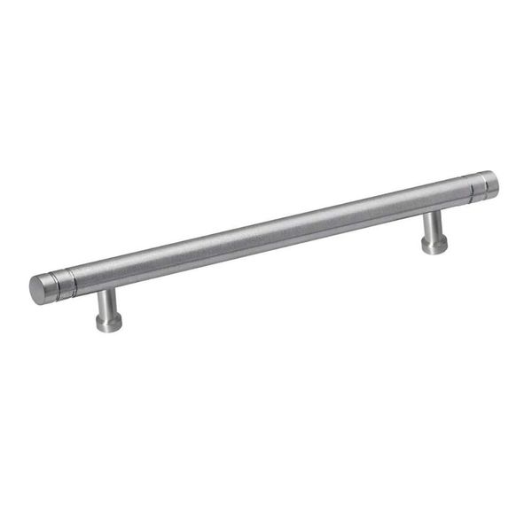 Puxador Tubular com Friso Alumínio Acetinado Pauma Puxador Barra Redonda 19,2cm Alumínio Acetinado