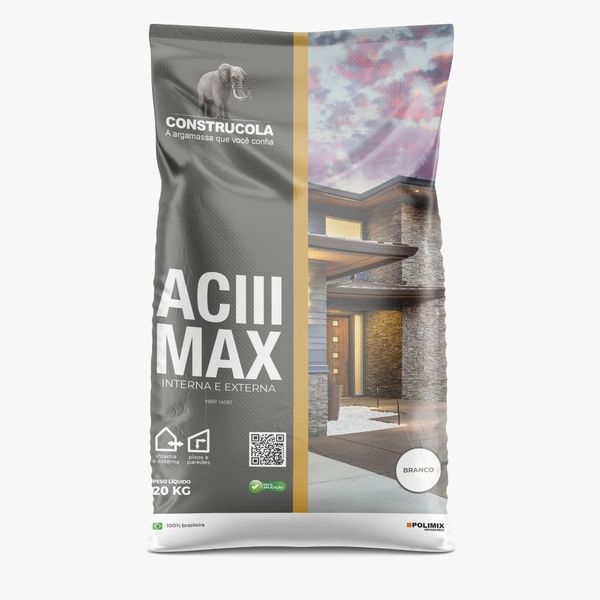 Argamassa Interna/Externa AC3 Max Branca 20kg Construcola Argamassa Interna/Externa ACIII Max Branca 20kg Construcola