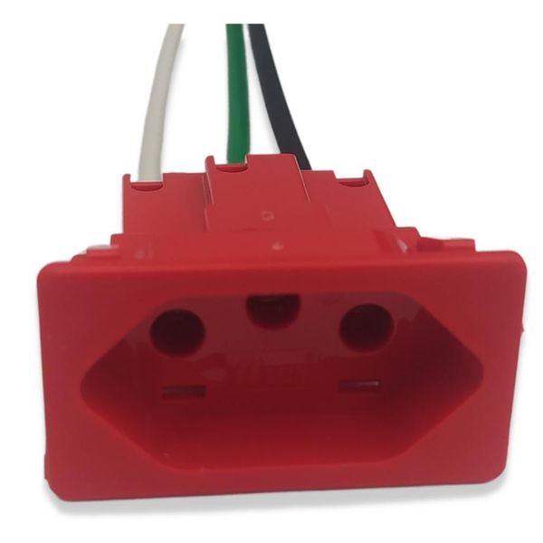 Tomada para Painel Plana 2P+T 20A com Rabicho B.Lux Tomada para Painel Plana 2P+T 20A/250V Vermelha com Rabicho