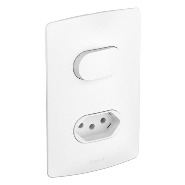 Conjunto Interruptor Simples + Tomada 20A 4x2 Viva Legrand Conjunto Interruptor Simples + Tomada 2P+T 20A 4x2 Branco Viva