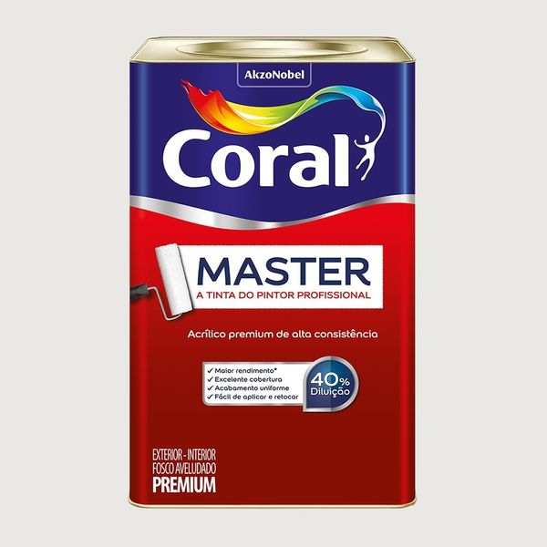 Tinta Premium Acrílica Fosco Master Branco Gelo 18L Coral Tinta Premium Acrílica Fosco Master Branco Gelo 18L Coral