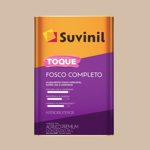 Tinta Premium Acrílica Fosco Toque Completo 18L Suvinil Tinta Premium Acrílica Toque Fosco Completo Areia 18L Suvinil